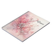 Rosa Sparkle Silver Glitzer Blume Personalisiert Notizblock (Linke Seite)