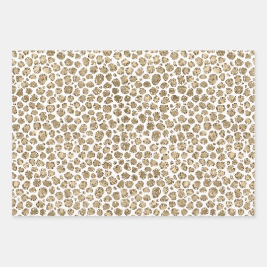 Rosa Sparkor Gold Leopard Print Geschenkpapier Set (Vorderseite 3)