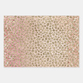 Rosa Sparkor Gold Leopard Print Geschenkpapier Set (Vorderseite)