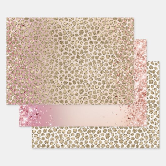 Rosa Sparkor Gold Leopard Print Geschenkpapier Set (Set)