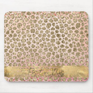Rosa Sparkor Gold Leopard Print Mousepad