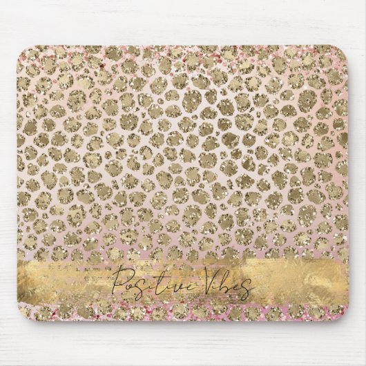 Rosa Sparkor Gold Leopard Print Mousepad (Vorne)