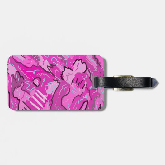 Rosa! Spaß mit Abstrakter Kunst Gepäckanhänger (Rückseite horizontal)