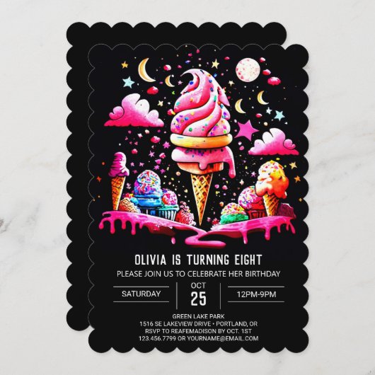 Rosa Speiseplan Estival Jazz Einladung (Vorne/Hinten)