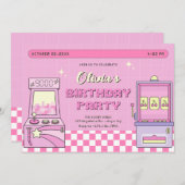 Rosa Spielbahn Einladung (Vorne/Hinten)