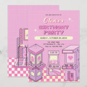 Rosa Spielbahn Einladung (Vorne/Hinten)