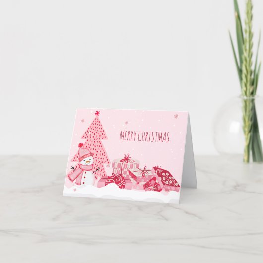 Rosa spielerischer Winter Weihnachten (Vorderseite)