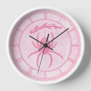 Rosa Spinne an der Runden Uhr des Zweiges