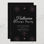 Rosa Spinnen und Spinnennetze Halloween Party Einladung (Vorne/Hinten)