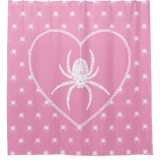 Rosa Spinnenherz Duschvorhang (Vorderseite)