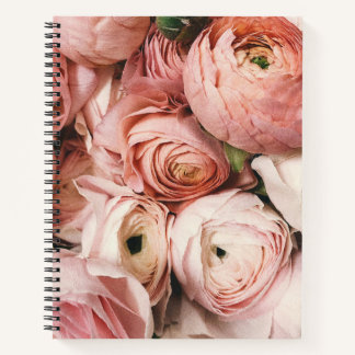 Rosa Spiral-Notizbuch mit Blumenmuster Notizblock