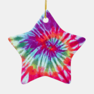 Rosa Spiral-Tie-Dye-Ornament Keramikornament