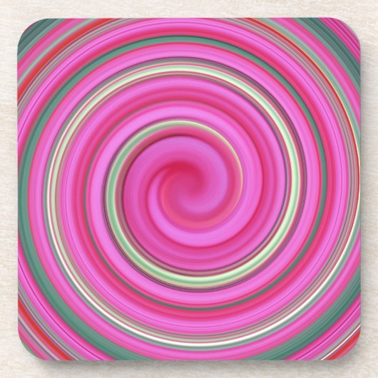 Rosa Spiralbild Getränkeuntersetzer (Vorderseite)