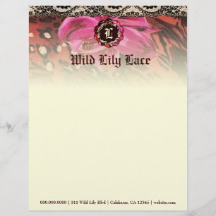 Rosa-Spitze-Monogramm der Lilien-311-Wild Briefkopf