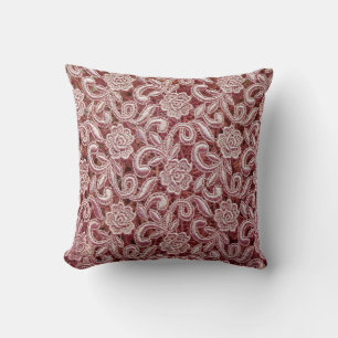 Rosa Spitze, Muster mit antiken Rosen. Kissen