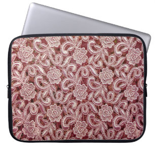 Rosa Spitze, Vintage Rose Muster. Laptopschutzhülle