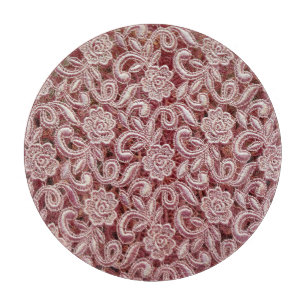 Rosa Spitze, Vintage Rose Muster. Schneidebrett