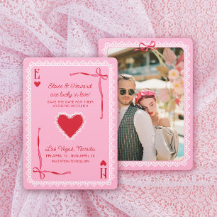 Rosa Spitzen-Ass der Herzen Glücklich verliebt Hoc Save The Date