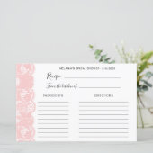 Rosa Spitzen Brautparty Rezeptionskarten (Stehend Vorderseite)