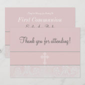 Rosa Spitzen Erste Kommune Einladung (Vorne/Hinten)