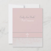 Rosa Spitzen Erste Kommunion Einladungen (Rückseite)