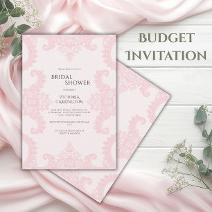 Rosa Spitzen-Launige Vintage-Budget-Brautjungfernp Einladung