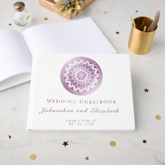Rosa Spitzen-Mandala-Hochzeit Gästebuch