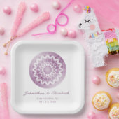 Rosa Spitzen-Mandala-Hochzeit Pappteller (Party)