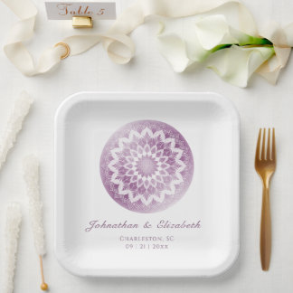 Rosa Spitzen-Mandala-Hochzeit Pappteller