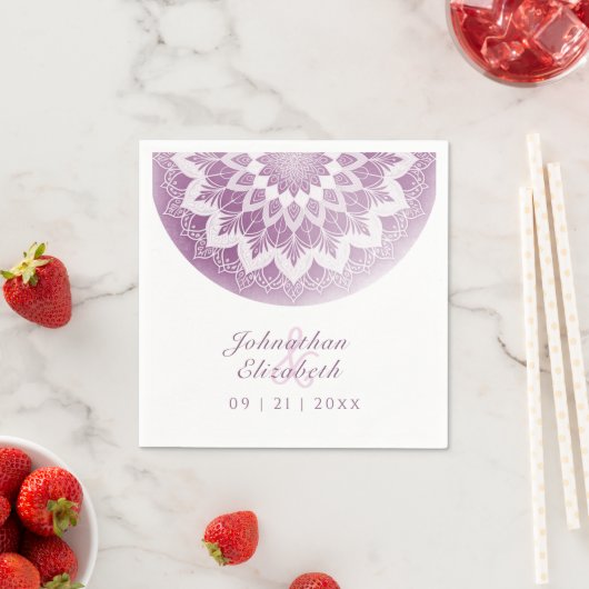 Rosa Spitzen-Mandala-Hochzeitsservietten Serviette (Beispiel)