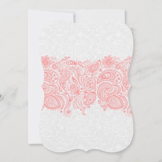 Rosa Spitzen und weiße Damaskus Save the Date (Rückseite)