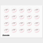 Rosa Spitzeninitial-Schriftmonogramm Runder Aufkleber (Blatt)