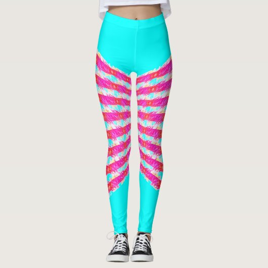 rosa Spitzenmuster Leggings (Vorderseite)