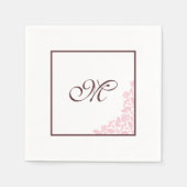 Rosa Spitzenmuster | Schrift Anfangsmonogramm Serviette (Vorderseite)