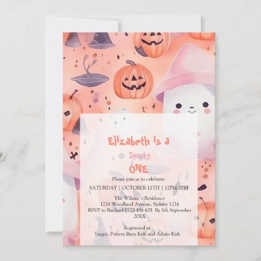 Rosa Spooky Ein Halloween Geburtstag Einladung (Vorderseite)