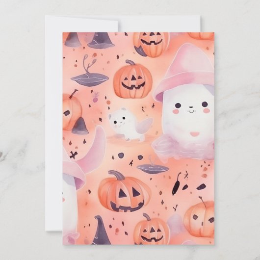 Rosa Spooky Ein Halloween Geburtstag Einladung (Rückseite)