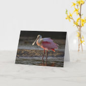 Rosa Spoonbill, Ajaia ajaja, Klingeln-Liebling Karte (Gelbe Blume)