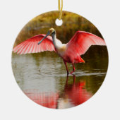 rosa Spoonbill und Reflexion Keramikornament (Vorne)