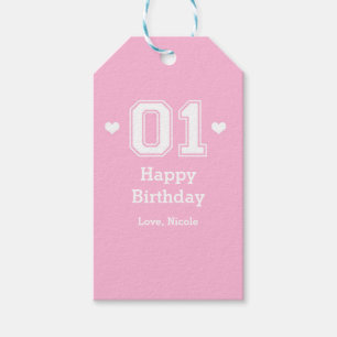 Rosa sportliche 01 1. Geburtstag Baby Shower Gesch Geschenkanhänger