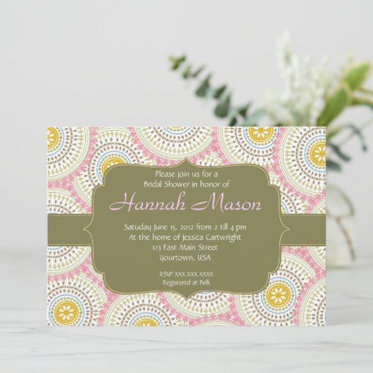 Rosa Spray-Dusche Einladung (Stehend Vorderseite)