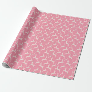 Rosa Springender Hirsch Weihnachten Geschenkpapier