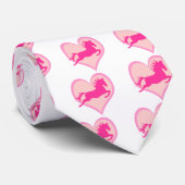 Rosa springendes Pony und Herz Krawatte (Gerollt)