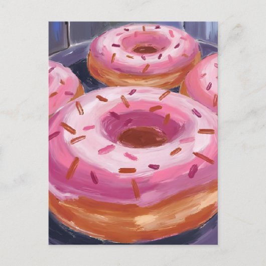 Rosa Sprinkle Donuts Backgebäck Postkarte (Vorderseite)