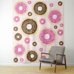 Rosa Sprinkle Donuts Moderner Spaß Niedlich Wandteppich