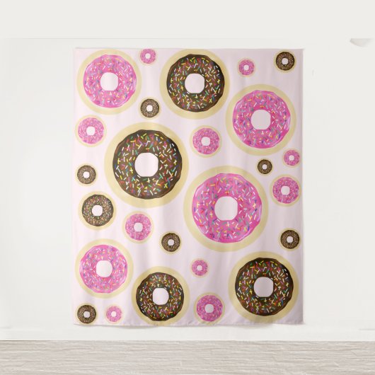 Rosa Sprinkle Donuts Moderner Spaß Niedlich Wandteppich (Vorderseite)