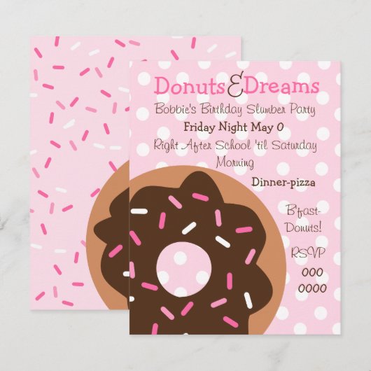 Rosa Sprinklen Einladung (Vorne/Hinten)