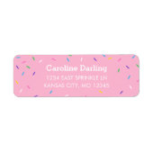 Rosa Sprinklen geben Adressenaufkleber zurück (Vorne)