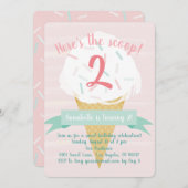 Rosa Sprinkles Eiscreme zum Geburtstag Einladung (Vorne/Hinten)