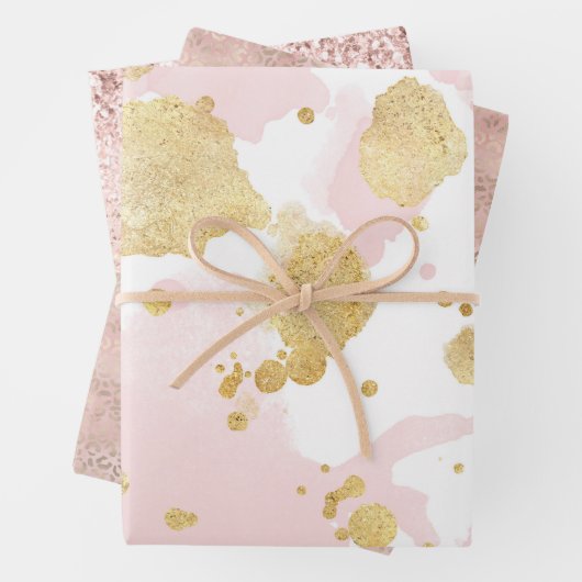 Rosa Spritzer Abstrakt Geschenkpapier Set (Beispiel)