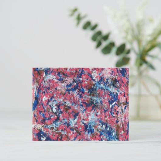 Rosa Spritzer Abstrakt Postkarte (Stehend Vorderseite)